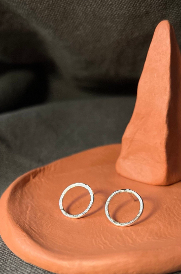 Recycled Sterling Silver Circle Stud Earrings